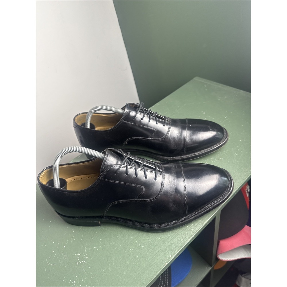 JOHNSTON MURPHY MENS SHOES 9 D  BLACK CAP TOE OXFORD OPTIMA/MELTON Excellent